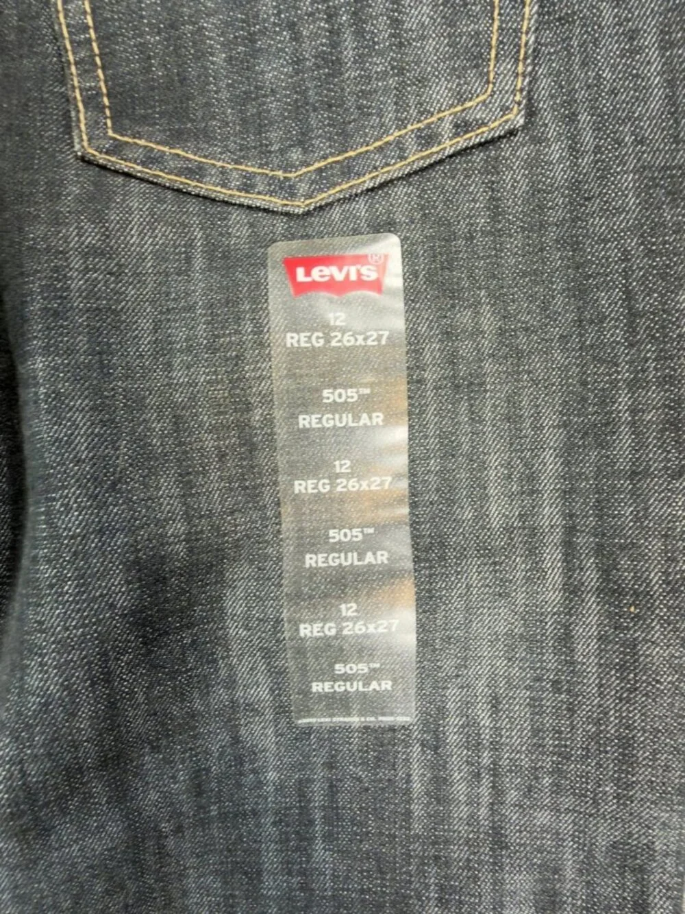 Levi's 505 Jeans Boys 12 Reg Dark Wash Cotton Blend Straight Adjustable NWT